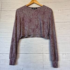 EleVen by Venus Williams Top Womens Size Small Purple and Gray Marbled Cropped